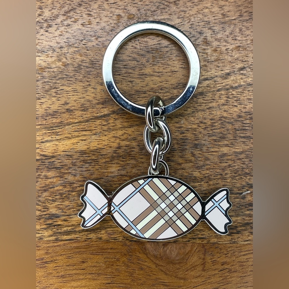 Burberry Plaid Candy Charm Keychain in Beige, White, Black